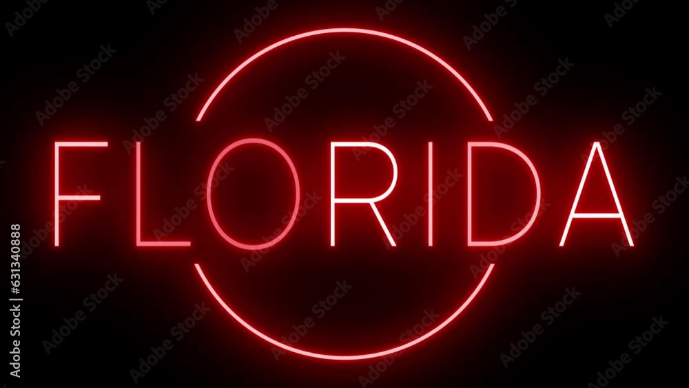 Red flickering and blinking animated neon sign for Florida Red flickering and blinking animated neon sign for Florida