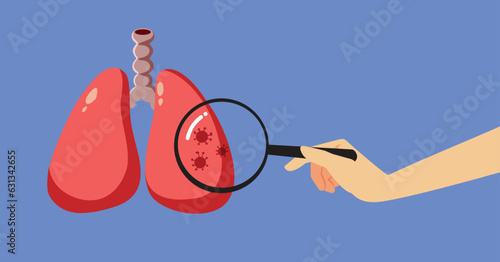 Doctor Checking Lungs Finding a Viral Infection Vector Medical Illustration. Pulmonologist finding a viral infection in a routine check up visit 
