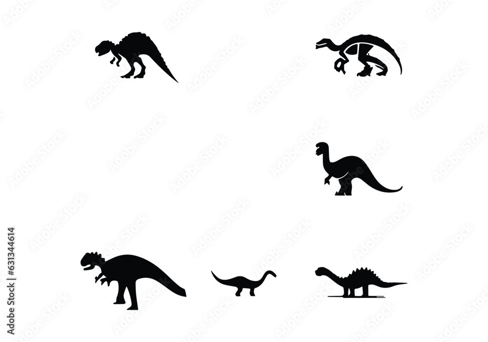 minimal black Allosaurus icon design illustration and white background