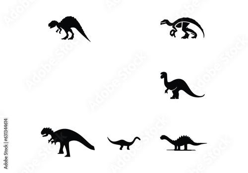 minimal black Allosaurus icon design illustration and white background