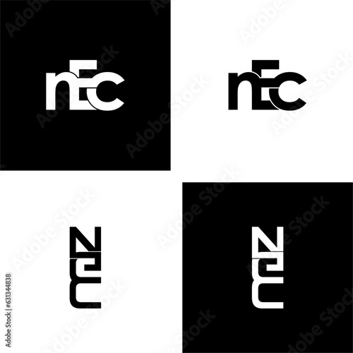 nec typography letter monogram logo design set