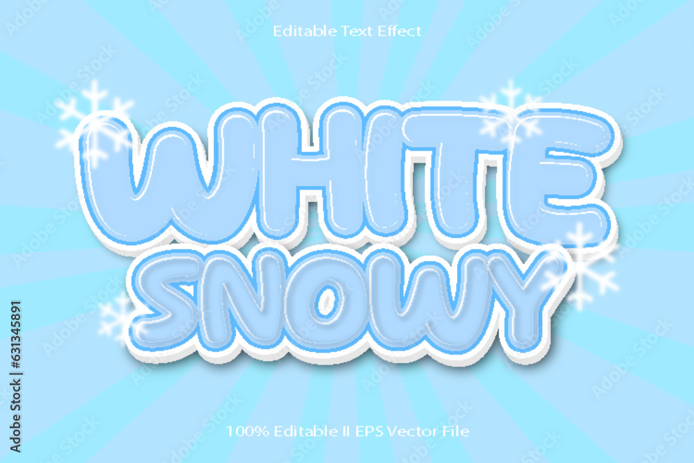 White Snowy Editable Text Effect 3d Emboss Cartoon Gradient Style