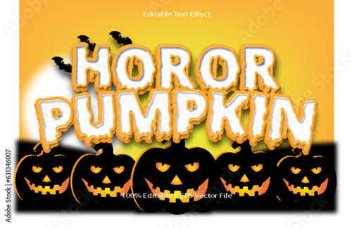 Horor Pumpkin Editable Text Effect 3d Emboss Cartoon Gradient Style