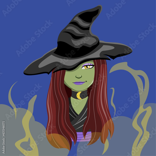 vector de bruja, ilustración de Halloween, vector de halloween, fondo de bruja animada