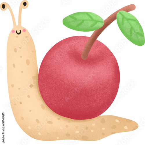 A snail carrying a cherry.