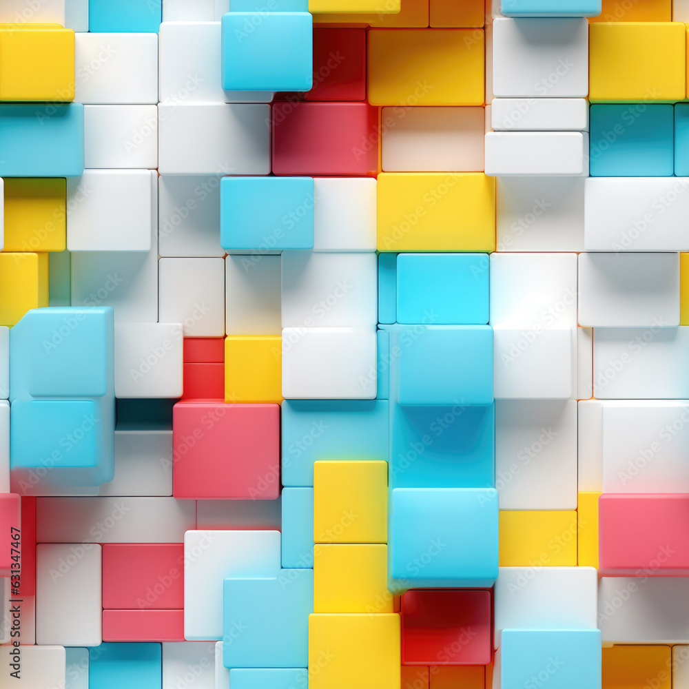 Fototapeta premium pattern tile tetris geometric colors white background seamless wallpaper