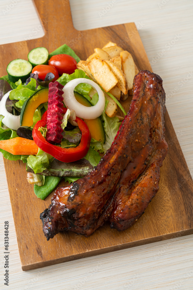 barbecue pork spare ribs with vegetables barbecue pork spare ribs with vegetables