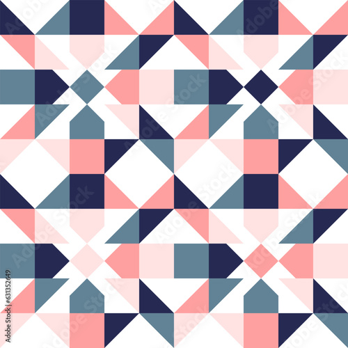 Geometric Mosaic Abstract Pattern Decorative Ornament Background Wall Vector Illustration Pink Blue White