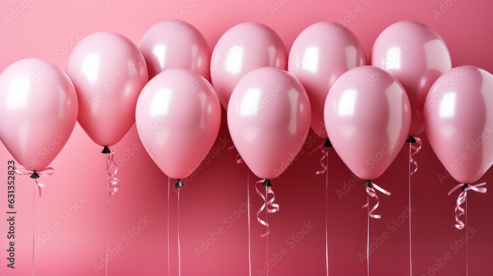 Pink Balloons Close-Up: A Burst of Celebration, generative ai