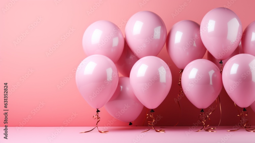 Pink Balloons Close-Up: A Burst of Celebration, generative ai
