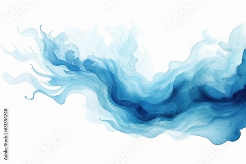 Abstract blue watercolor on white background. The color splashing on the paper.