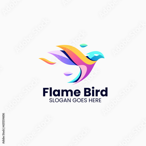 Vector Logo Illustration Flame Bird Gradient Colorful Style