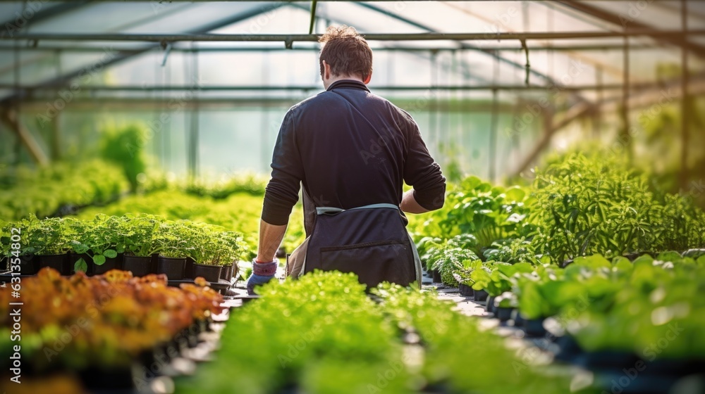 gardener tending to plants in a greenhouse generative ai gardener tending to plants in a greenhouse generative ai