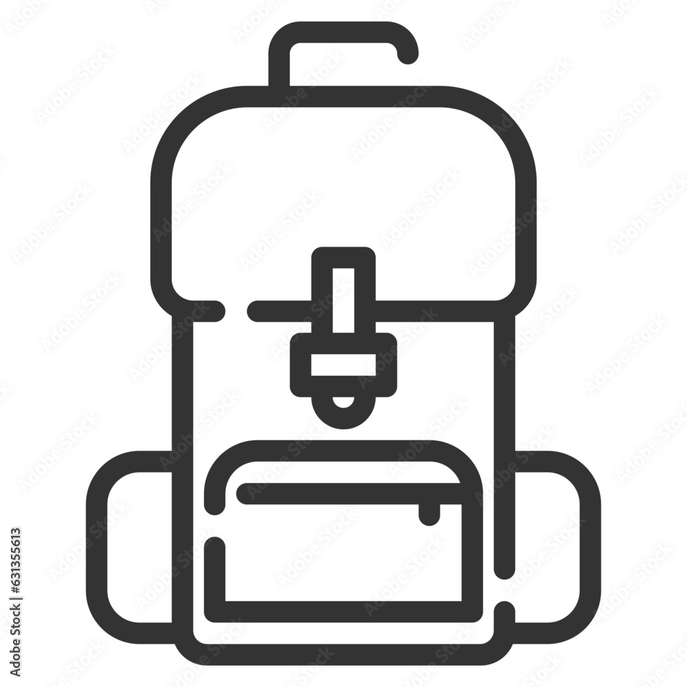 Backpack outline icon on white background Backpack outline icon on white background