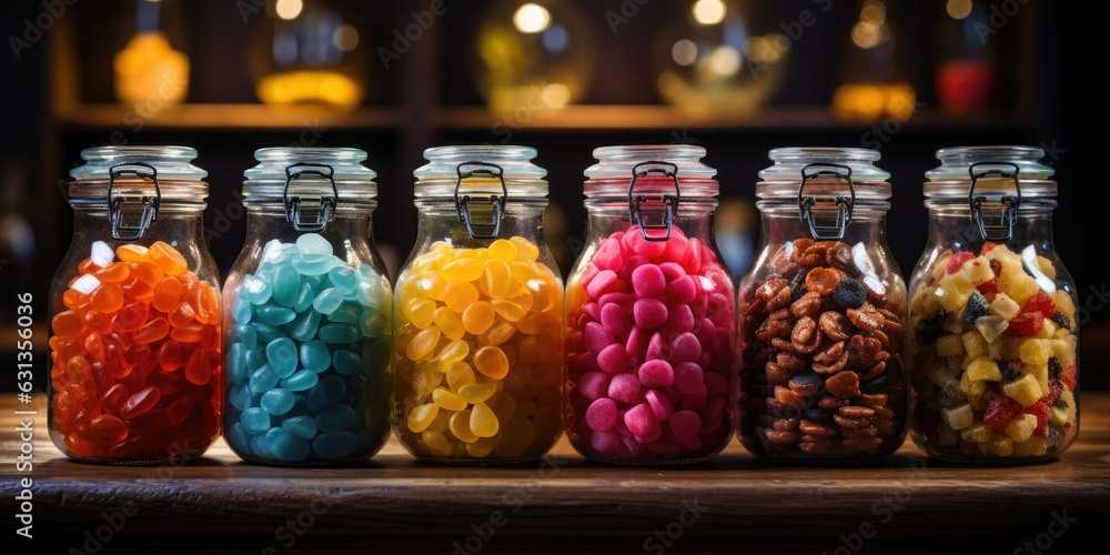 Traditional Candy Shop Displaying Jars of Various Sweets