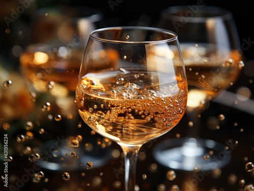 Close-Up of Champagne Bubbles in a Glass