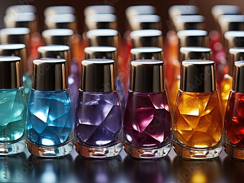 Creative Display of Nail Polish Bottles in Various Colors