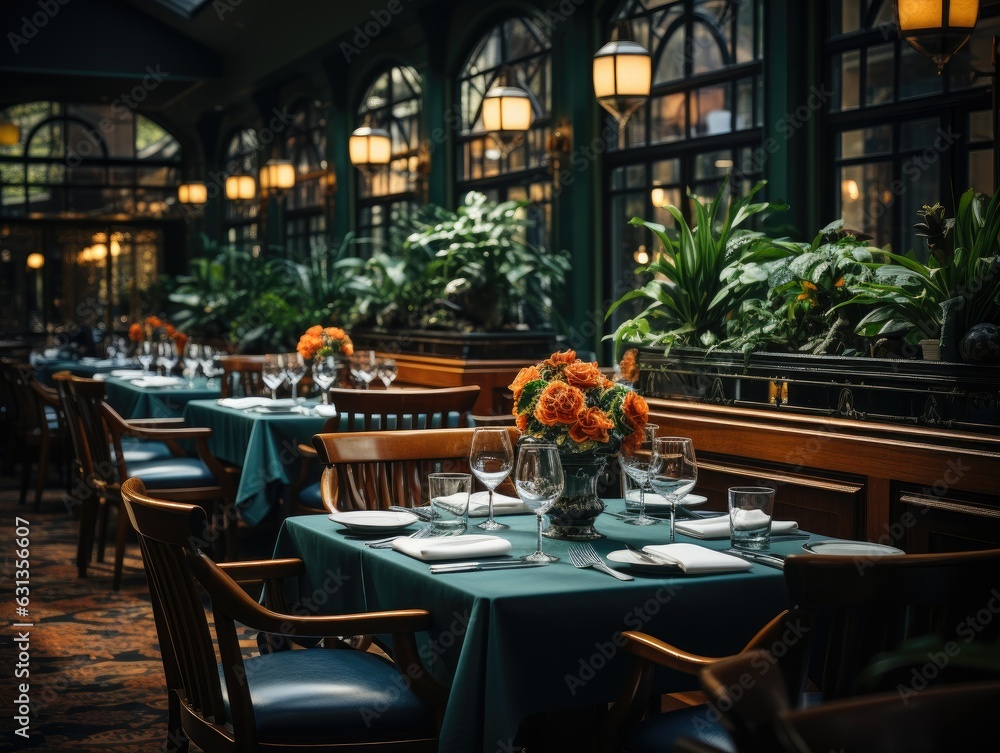 Upscale Restaurant Interior with Elegant Decorations
