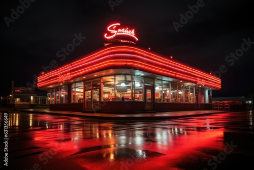 Retro Neon Sign of a Diner