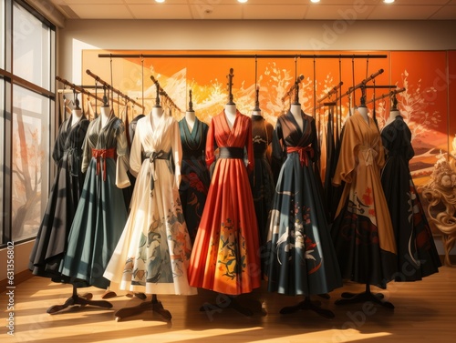 Korean Hanbok Dresses Displayed in Shop