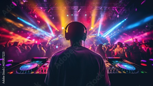DJ mixing tracks in a nightclub generative ai