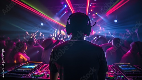 DJ mixing tracks in a nightclub generative ai