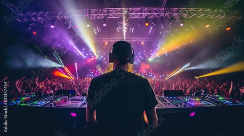 DJ mixing tracks in a nightclub generative ai