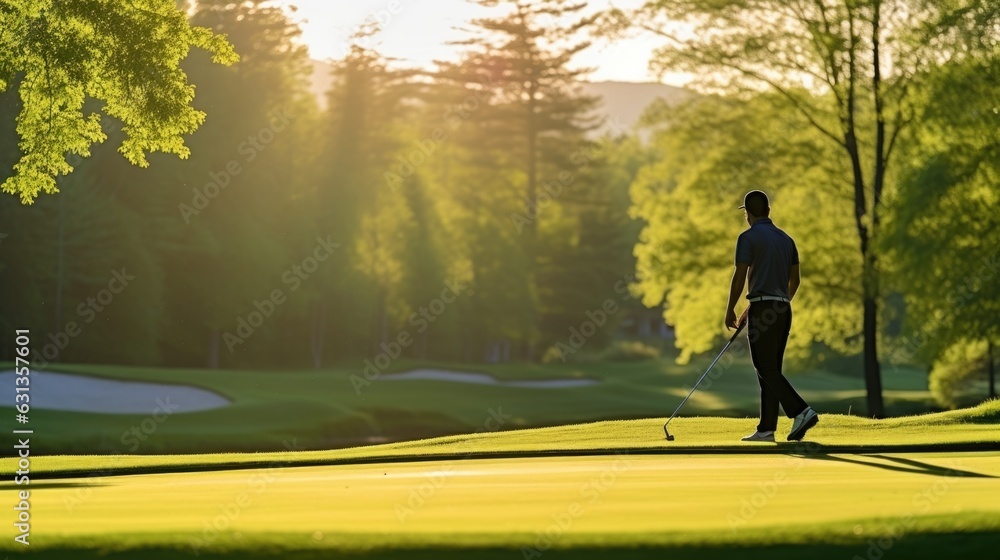 Fototapeta premium professional golfer analyzing the course generative ai
