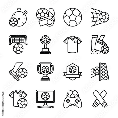 Set of soccer icon outline vector