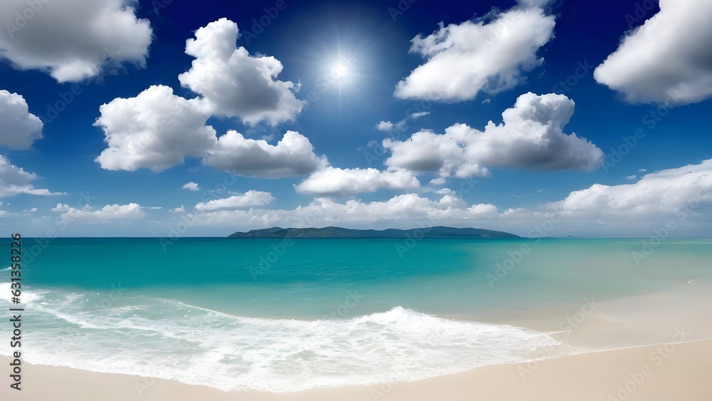 beach and tropical sea with nice blue sky - ai generated
