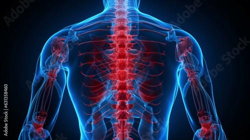 3d rendered illustration of a human torso, back pain