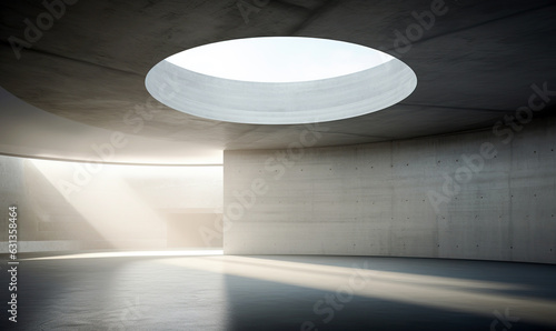 3D rendering empty concrete open space interior 