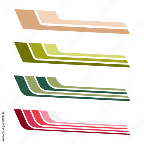 collection of colorful car wrap striped sticker. vector illustration