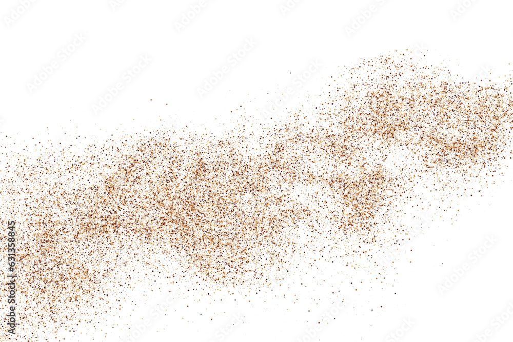 Coffee Color Grain Texture Isolated on White Background. Chocolate Shades Confetti. Brown Particles. Digitally Generated Image. Vector Illustration, EPS 10.