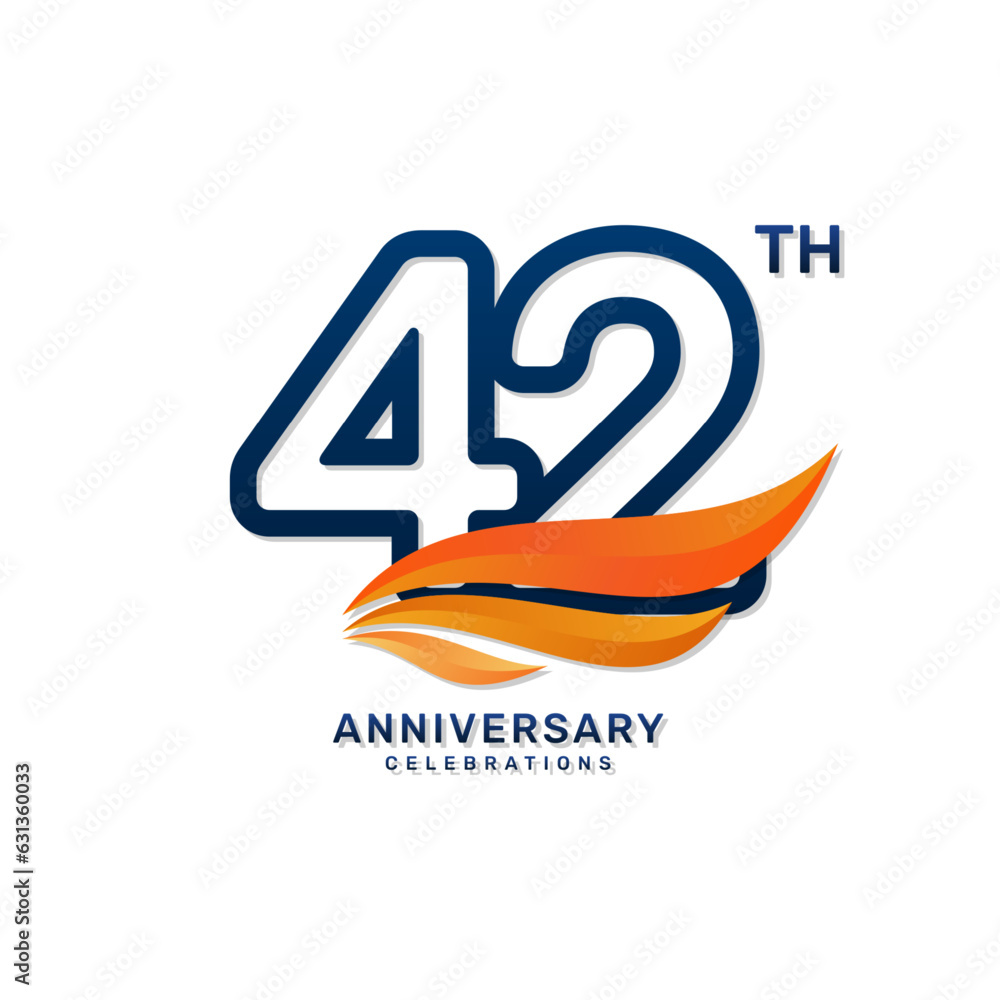 42th anniversary logo in a simple and luxurious style with blue numbers ...