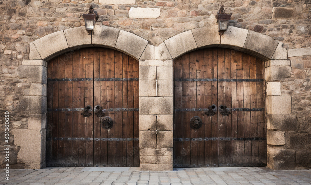 wooden doors characteristic of a medieval castle wooden doors characteristic of a medieval castle