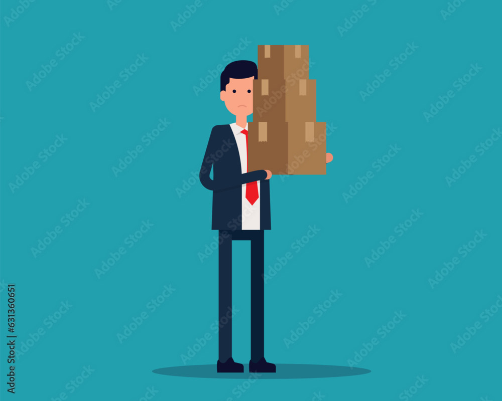 Office man is holding box. Vector illustration in cartoon style Office man is holding box. Vector illustration in cartoon style