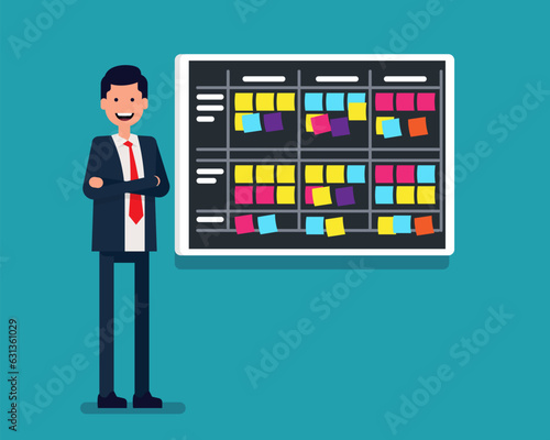 Presents planning board. Strategy business concept. Vector illustration in cartoon style design.