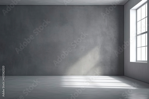 A dramatic slate gray wall background near the window.  Generative AI 