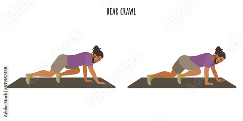 Young man doing bear crawl exercise
