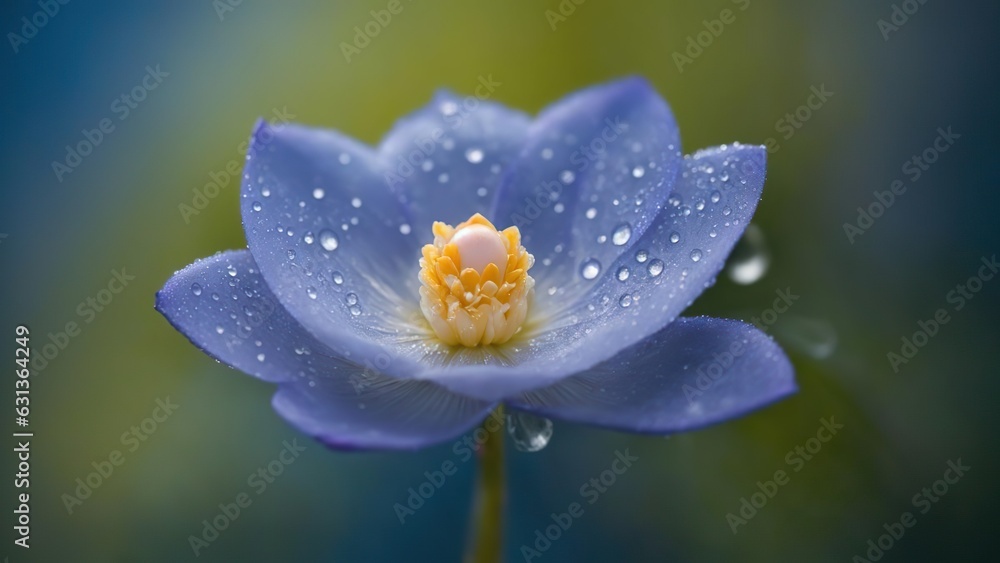 Obraz premium Beautiful water drops on Purple Flower Closeup Protrait