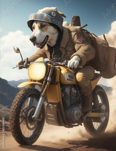 Dog riding fast and furious a trail motorcycle © Kasun Udayanga