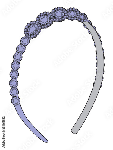 Jewelled tiara flat drawing vector illustration template