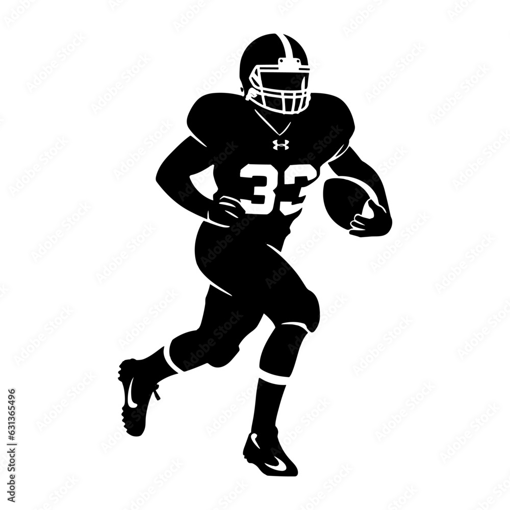 American Football Player Silhouette vector, Vector silhouette of A American footballer