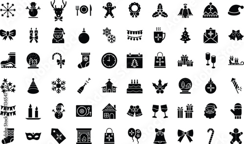 Christmas glyph icon pack