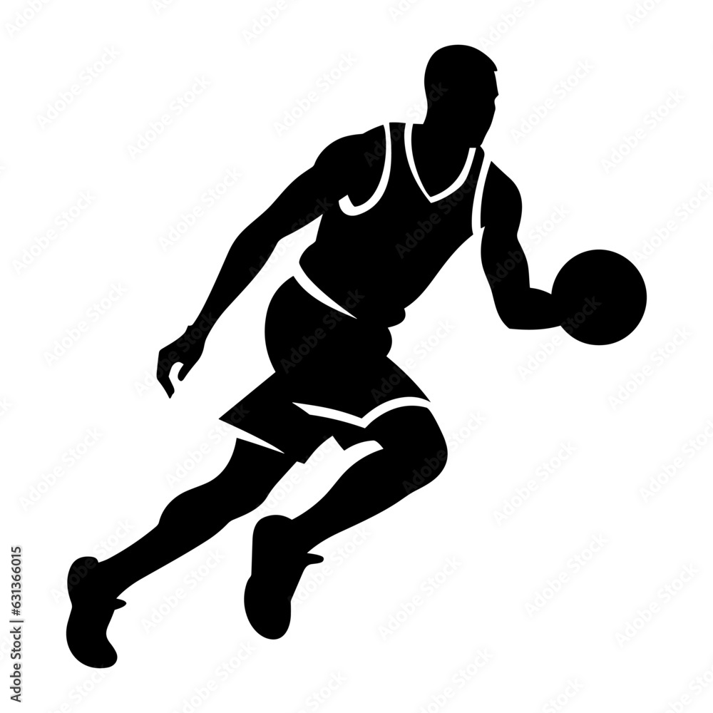 Basketball Player Vector silhouette, Black silhouette of Basketball player