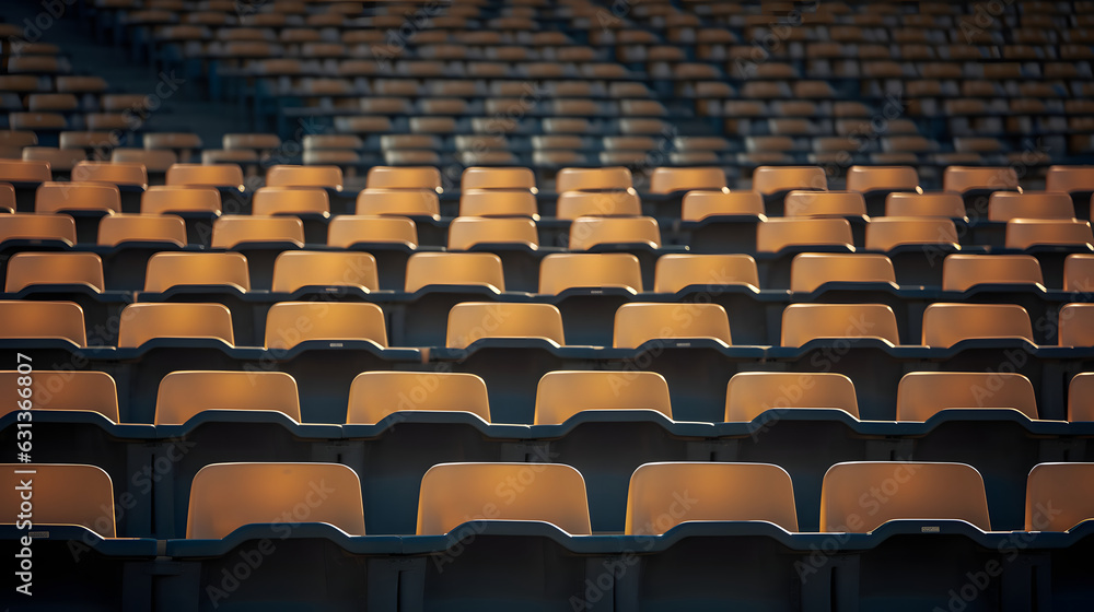 Naklejka premium empty rows of plastic seats in football stadium