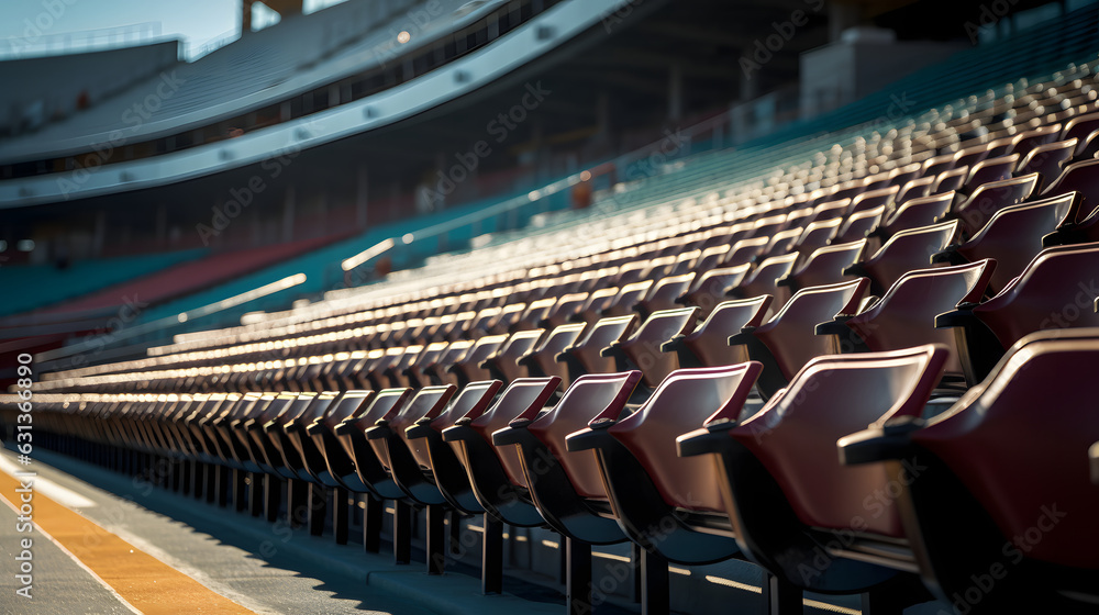 Fototapeta premium empty rows of plastic seats in football stadium