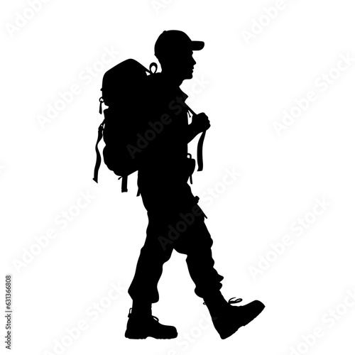 Hiking man vector Silhouette, Hiker Silhouettes, Silhouettes of Hiker with a backpack