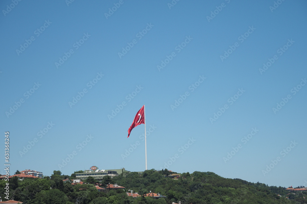 Fototapeta premium Low Angle View Of Turkish Flag Against Sky.
